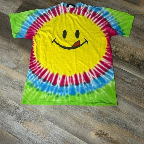 Vintage Joe Boxer Tie Dye Single Stitch Smiley Face T shirt - Picture 8 of 9
